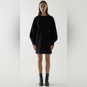COS Organic Cotton Dress with Voluminous Sleeves in Black NWT